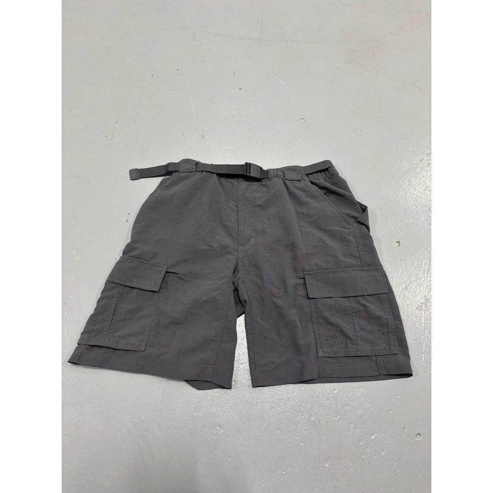The North Face Mens Cargo Shorts Grey Nylon Hiking Belted Outdoor Size Large